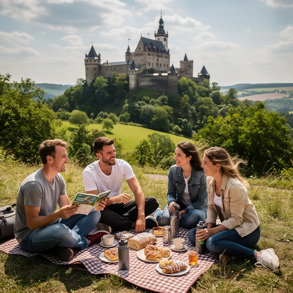 Detailní mapa s naplánovanou trasou pro cestování po Čechách.